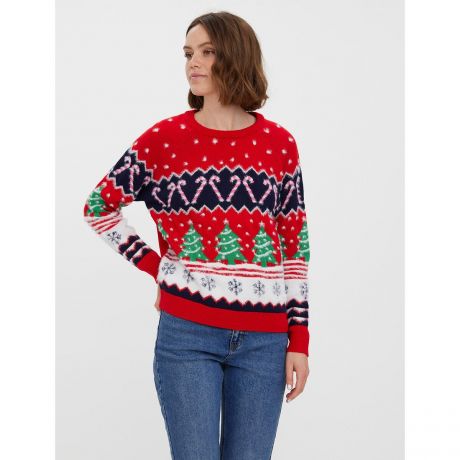 Пуловер LaRedoute Пуловер С новогодним мотивом XS красный