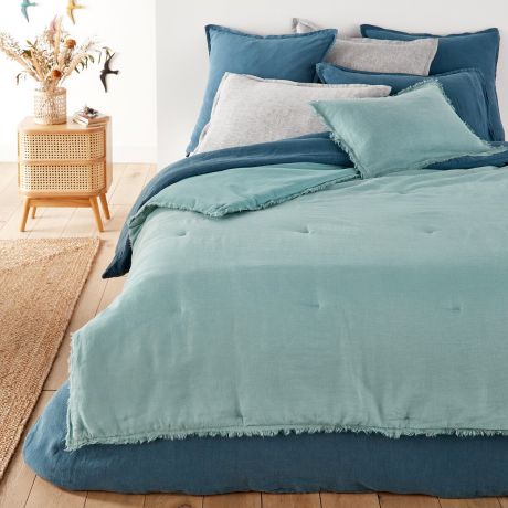 Одеяло LaRedoute Одеяло Из льна и хлопка Linange 90 x 190 см синий