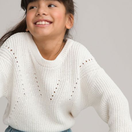 Пуловер LaRedoute Пуловер С круглым вырезом из тонкого трикотажа 5 лет - 108 см бежевый