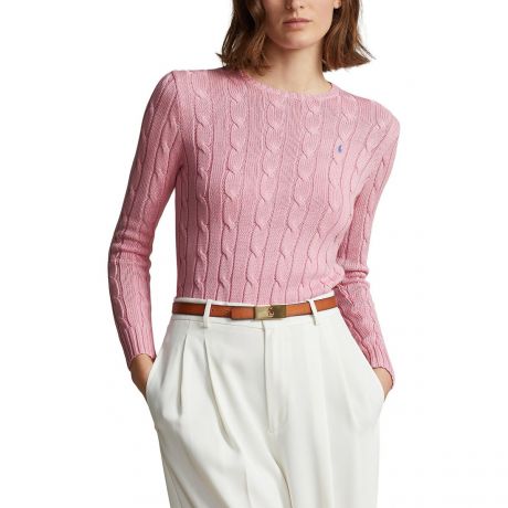 Пуловер LaRedoute Пуловер С круглым вырезом из трикотажа с узором косы L розовый