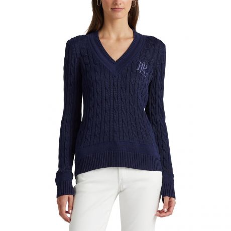 Пуловер LaRedoute Пуловер С V-образным вырезом из тонкого трикотажа M синий