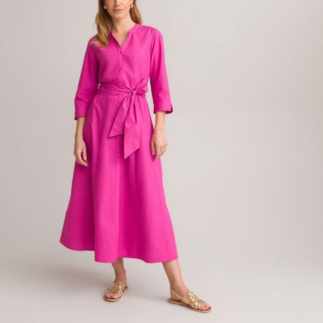 Платье LaRedoute Платье Расклешенное длина миди 100 хлопок 56 розовый