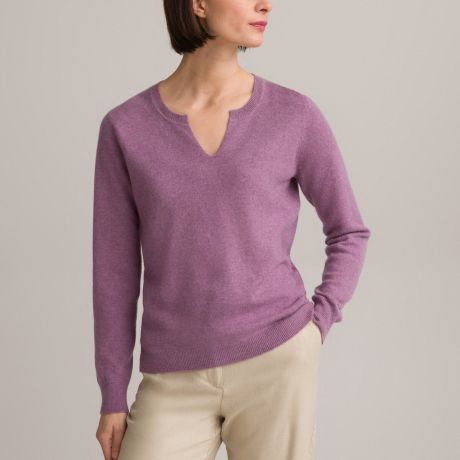 Пуловер LaRedoute Пуловер Из кашемира круглы вырез из тонкого трикотажа 50/52 (FR) - 56/58 (RUS) фиолетовый