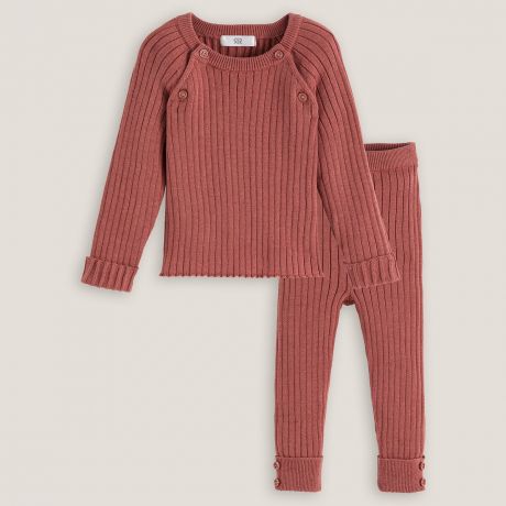 Комплект из 2 вещей пуловер LaRedoute Комплект из 2 вещей пуловер леггинсы из трикотажа 9 мес. - 71 см розовый