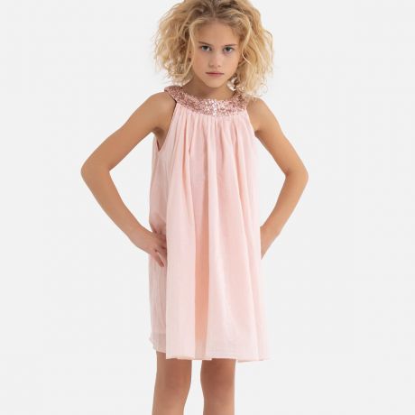 Платье LaRedoute Платье С пайетками по вырезу горловины 3-12 лет 6 лет - 114 см розовый
