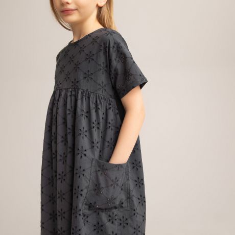 Платье LaRedoute Платье С английской вышивкой 3-12 лет 5 лет - 108 см серый