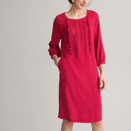 Платье LaRedoute Платье Прямое средней длины рукава 34 54 красный