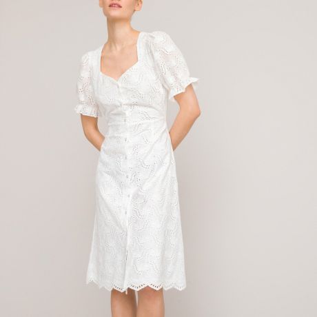 Платье LaRedoute Платье С короткими рукавами с напуском 52 белый