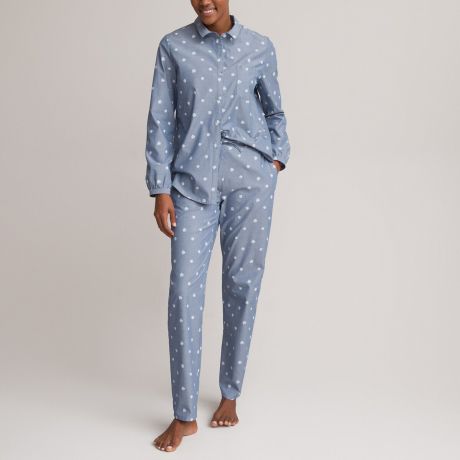 Пижама LaRedoute Пижама Из ткани шамбре с цветочным принтом 38 (FR) - 44 (RUS) синий