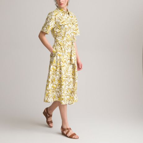 Платье LaRedoute Платье Длинное расклешенное с принтом короткие рукава 46 разноцветный