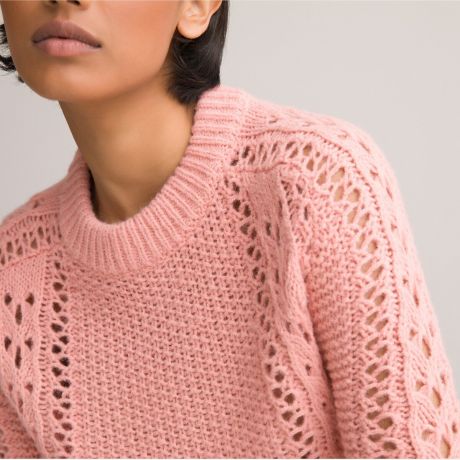 Пуловер LaRedoute Пуловер С круглым вырезом из оригинального трикотажа S розовый
