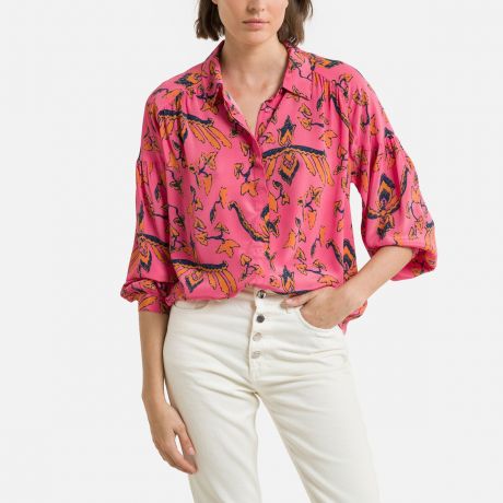 Рубашка LaRedoute Рубашка С принтом и длинными рукавами CANTASY 0(XS) розовый