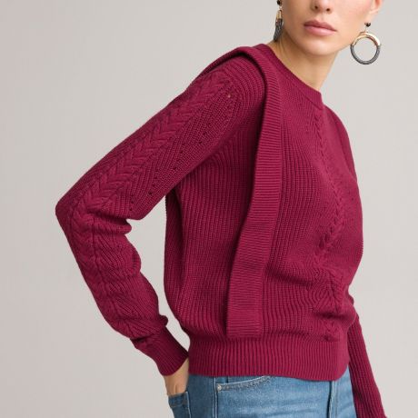 Пуловер LaRedoute Пуловер С круглым вырезом из оригинального трикотажа S красный