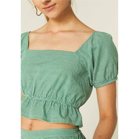 Блузка LaRedoute Блузка С квадратным вырезом и короткими рукавами M зеленый
