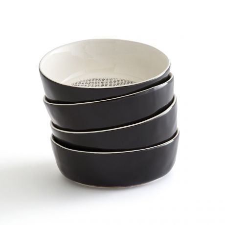 Комплект из четырех керамических чаш LaRedoute Комплект из четырех керамических чаш Sanda единый размер черный