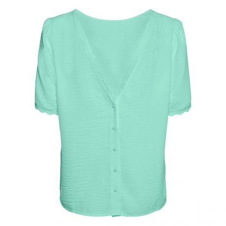 Блузка LaRedoute Блузка С короткими рукавами и круглым вырезом XS зеленый
