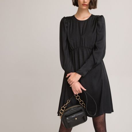 Платье LaRedoute Платье Короткое расклешенное с длинными рукавами 48 черный