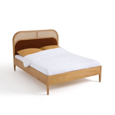 Кровать LaRedoute Кровать Из плетеного материала и велюра с кроватным основанием Buisseau 140 x 190 см каштановый