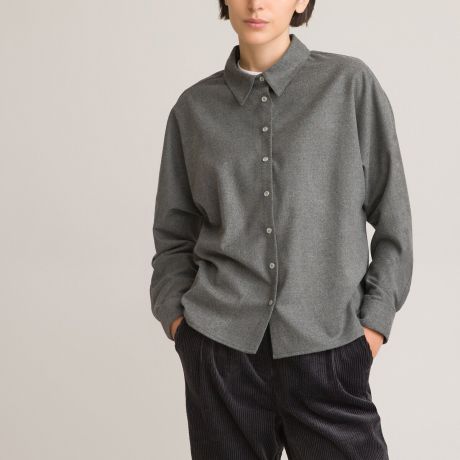 Рубашка LaRedoute Рубашка Широкого покроя рукава учая мышь 34 (FR) - 40 (RUS) серый