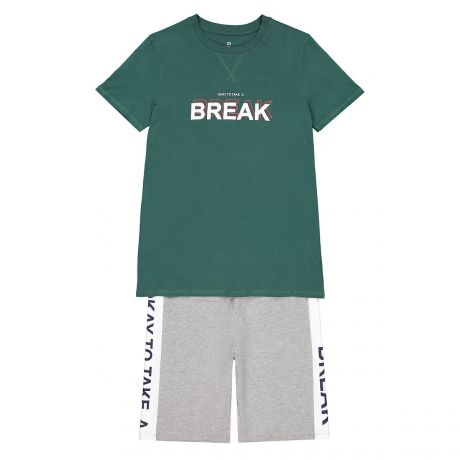 Пижама LaRedoute Пижама С шортами из биохлопка 10-18 лет 12 лет -150 см зеленый