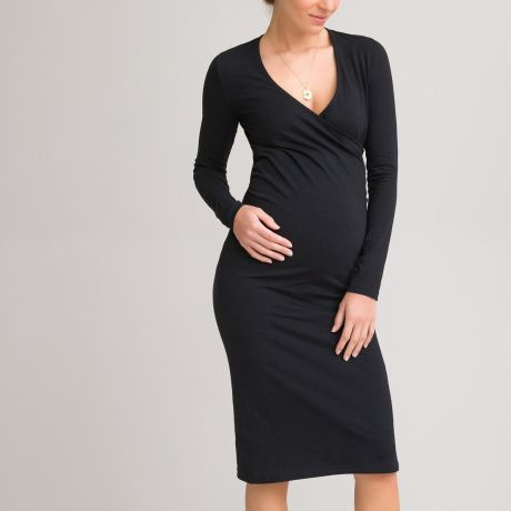 Платье LaRedoute Платье Для периода беременности из трикотажа в форме с запахом S черный
