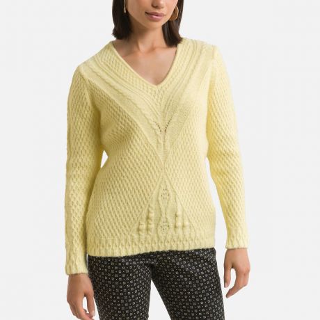 Пуловер LaRedoute Пуловер С V-образным вырезом из оригинального плотного трикотажа 38/40 (FR) - 44/46 (RUS) желтый