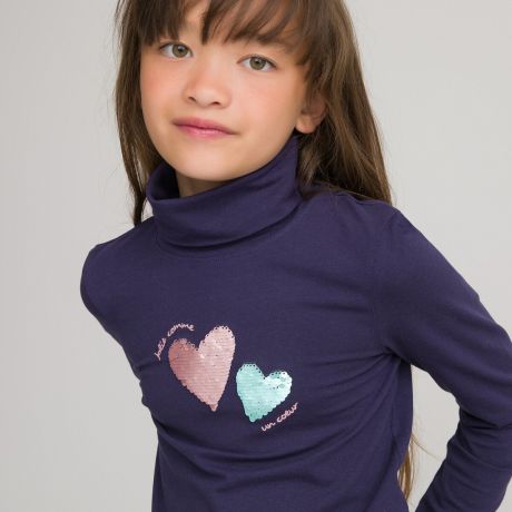 Пуловер LaRedoute Пуловер Тонкий с блестками биохлопок 3-12 лет 4 года - 102 см синий