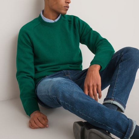 Пуловер LaRedoute Пуловер С круглым вырезом из 100 шерсти ягненка L зеленый