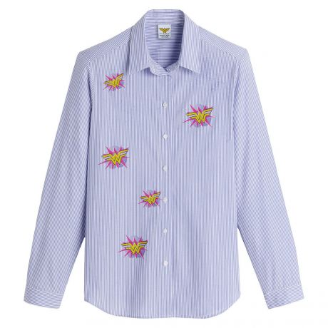 Рубашка LaRedoute Рубашка Прямая с длинными рукавами в полоску 34 (FR) - 40 (RUS) синий