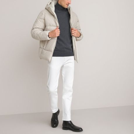Куртка LaRedoute Куртка Стеганая короткая с капюшоном из переработанного полиэстера S белый
