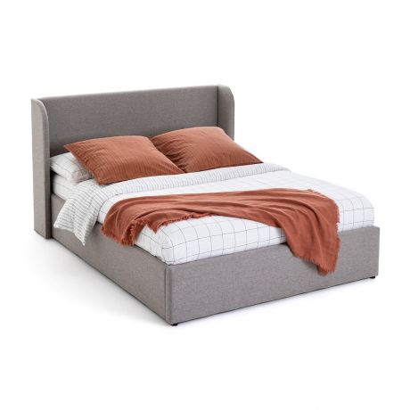 Кровать LaRedoute Кровать С ящиком для хранения и подъемным основанием Nasik 160 x 200 см серый