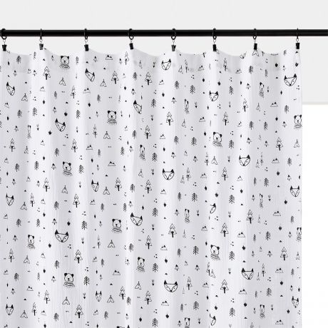 Штора LaRedoute Штора С панелями из хлопчатобумажной газовой ткани Forest Camp 260 x 140 см черный