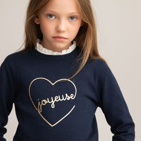 Пуловер LaRedoute Пуловер С круглым вырезом из тонкого трикотажа 3-12 лет 6 лет - 114 см синий