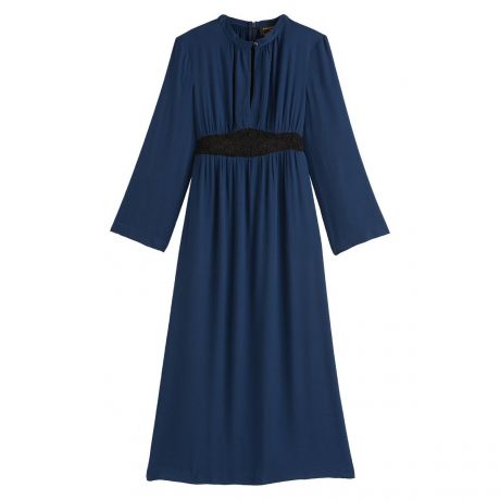 Платье LaRedoute Платье Прямое длинное с длинными рукавами 42 синий