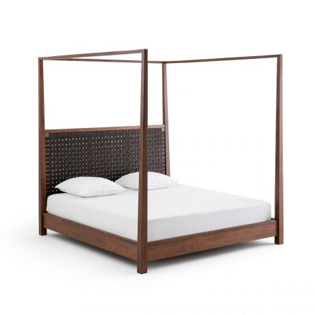 Кровать LaRedoute Кровать С балдахином из массива орехового дерева Gilmour 180 x 200 см каштановый