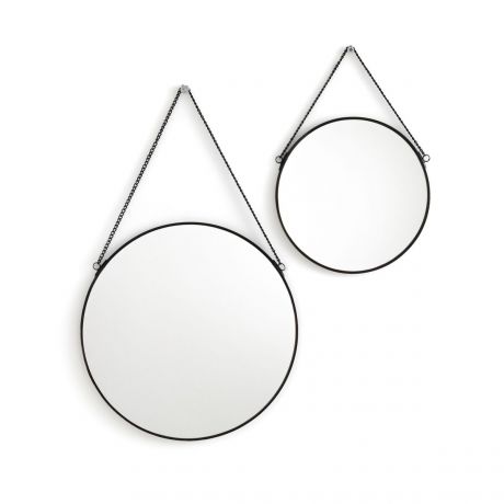 Комплект из 2 круглых зеркал LaRedoute Комплект из 2 круглых зеркал Под латунь или черного цвета Uyova единый размер черный