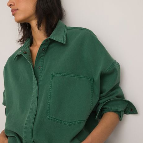 Рубашка LaRedoute Рубашка Свободного покроя с длинными рукавами 46 (FR) - 52 (RUS) зеленый