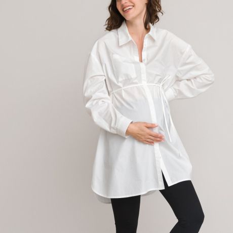 Рубашка LaRedoute Рубашка Для периода беременности длинные рукава 46 (FR) - 52 (RUS) белый