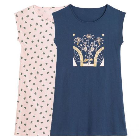 Комплект из 2 ночных рубашек LaRedoute Комплект из 2 ночных рубашек С короткими рукавами 46/48 (FR) - 52/54 (RUS) розовый