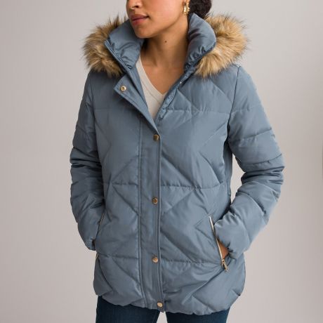 Куртка LaRedoute Куртка Стеганая с капюшоном зимняя модель 42 (FR) - 48 (RUS) синий