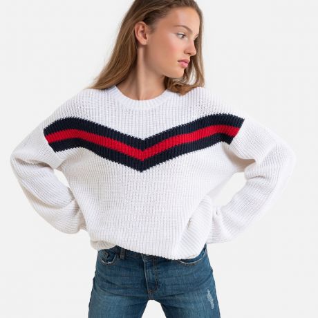Пуловер LaRedoute Пуловер С круглым вырезом из плотного трикотажа 10-18 лет 18 лет - 168 см белый