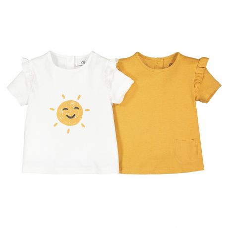 Комплект из 2 футболок с LaRedoute Комплект из 2 футболок с Воланами из биохлопка 1 мес-2 лет 1 мес. - 54 см желтый