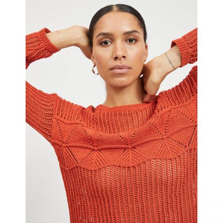 Пуловер LaRedoute Пуловер С круглым вырезом из тонкого ажурного трикотажа XS оранжевый