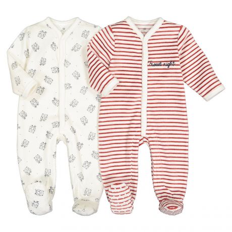Комплект из 2 пижам из LaRedoute Комплект из 2 пижам из Велюра 0-2 лет рожденные раньше срока - 45 см красный
