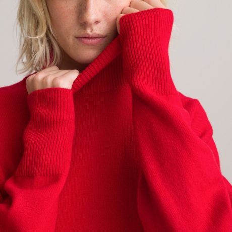 Пуловер LaRedoute Пуловер С воротником из шерсти и кашемира сделано во Франции S красный