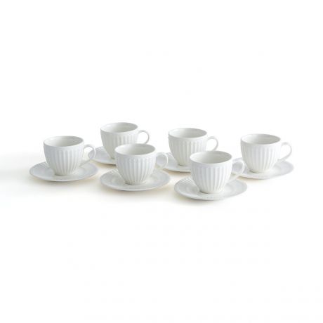 Комплект из 6 кофейных чашек LaRedoute Комплект из 6 кофейных чашек С блюдцами Jewely единый размер белый