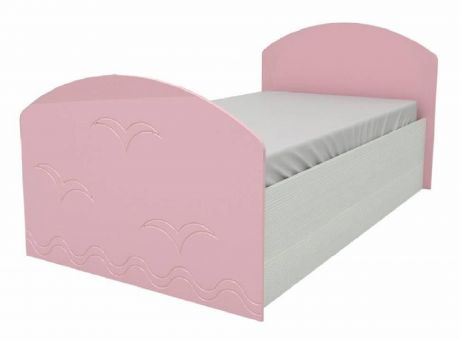 Юниор-2 Детская кровать 80, металлик (Розовый металлик, Дуб белёный)