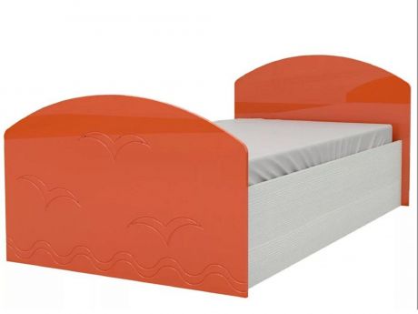 Юниор-2 Детская кровать 80, металлик (Оранжевый металлик, Дуб