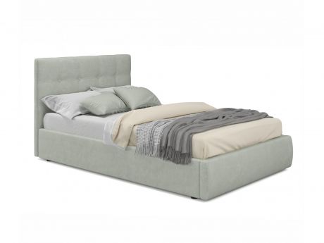 Мягкая кровать Selesta 1200 кожа серый с подъемным механизмом серый