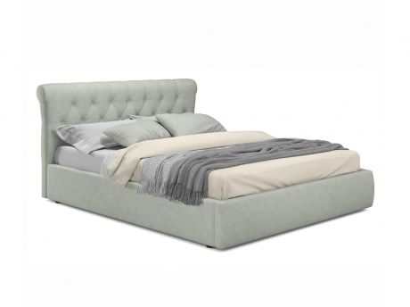 Мягкая кровать Ameli 1600 кожа серый с подъемным механизмом серый